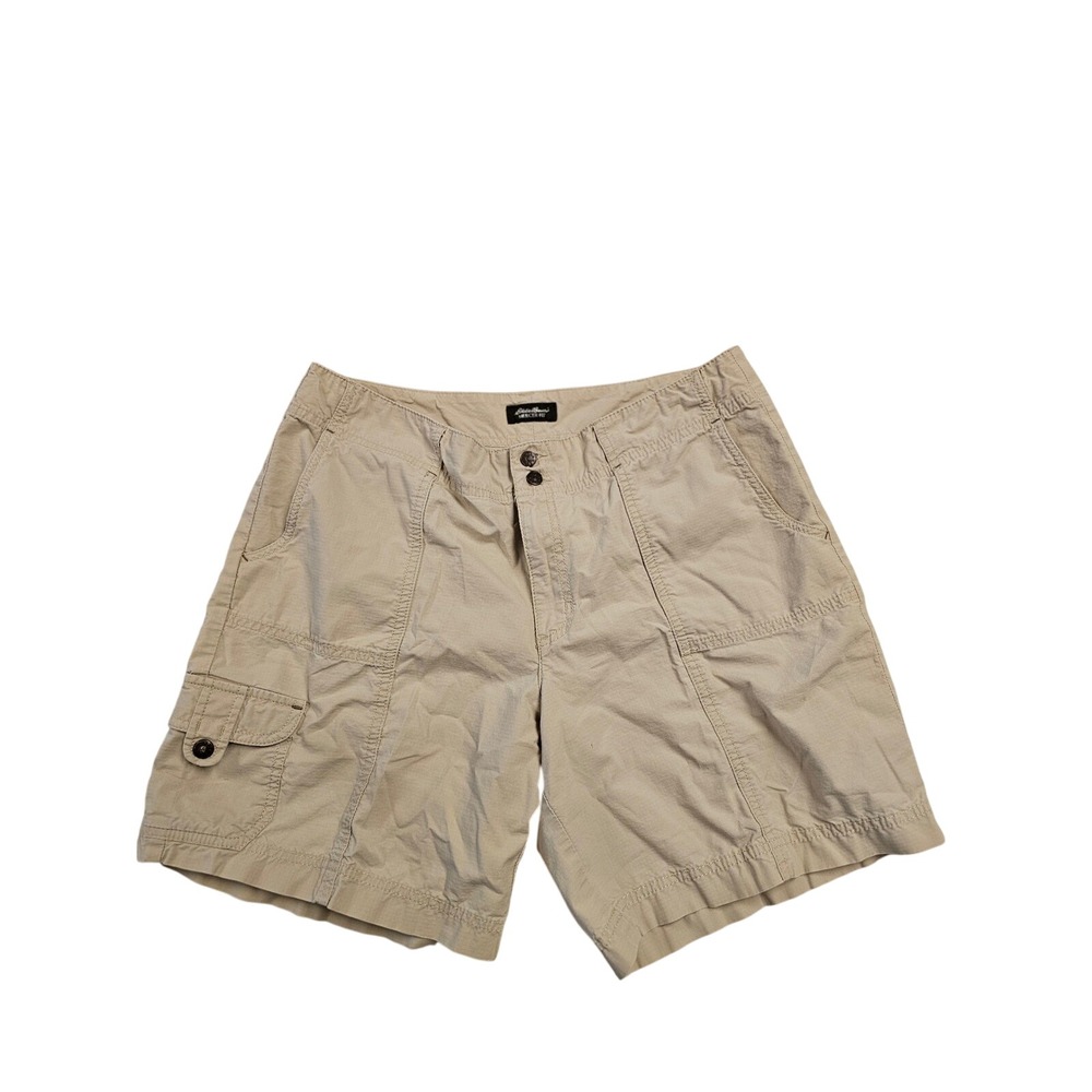 Eddie Bauer Mercer Fit‎ Cargo Shorts Khaki Tan Cotton Stretch Womens 12